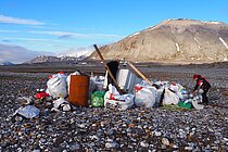 Meeresmüll an der nordwestlichen Küste von Spitzbergen 